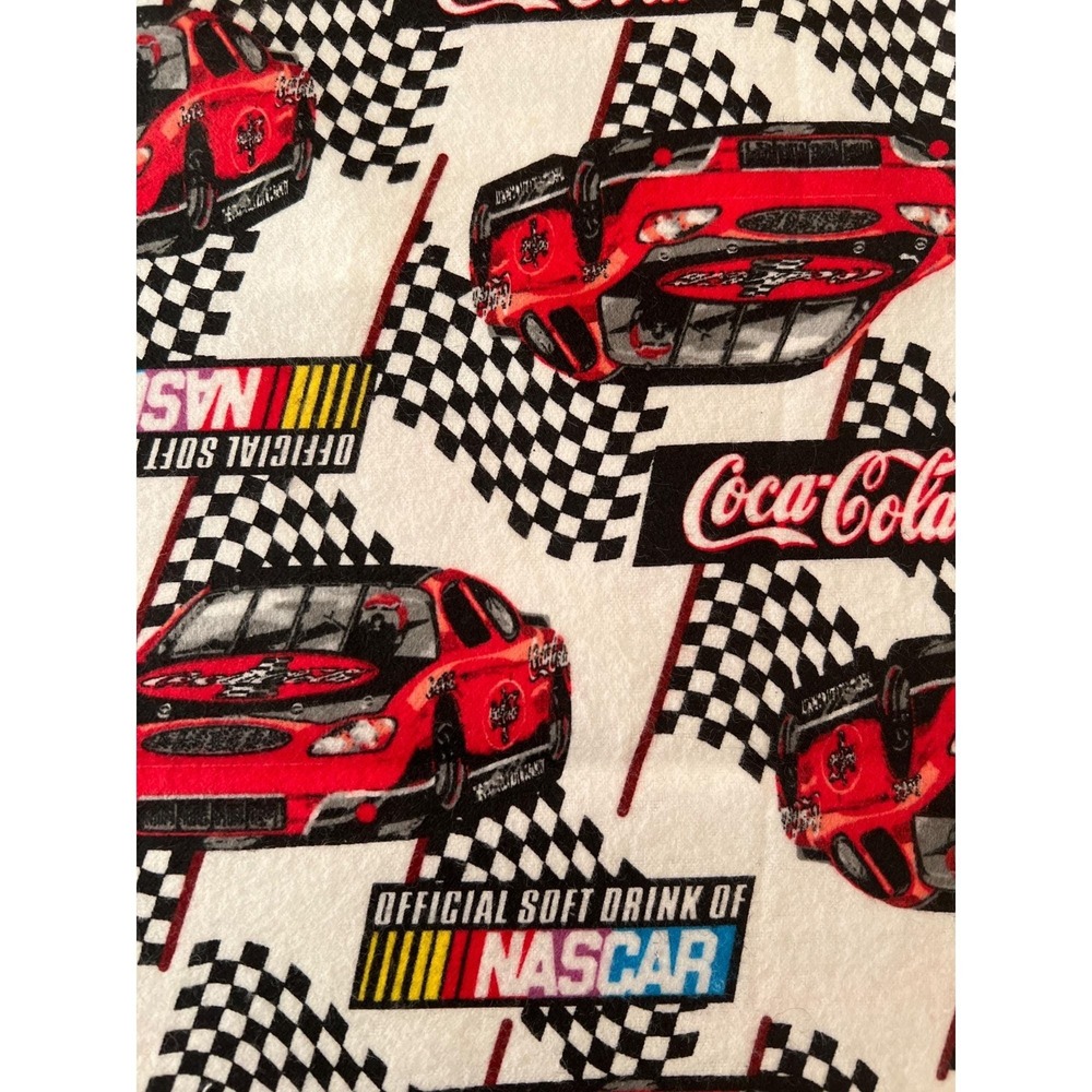 Fabric - OOP Coco Cola NASCAR Red Stock Car Auto Racing Flannel Cotton 28" x 44"